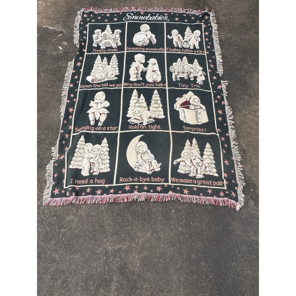 Department 56 Snow babies Throw Blanket 68"x46" 100% Cotton USA